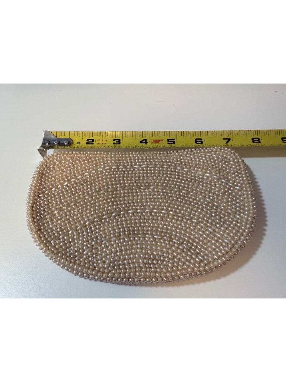 Pearlcore Coquette Old Hollywood VTG 50s 60s Pearl Beaded Evening Clutch Bag Pur